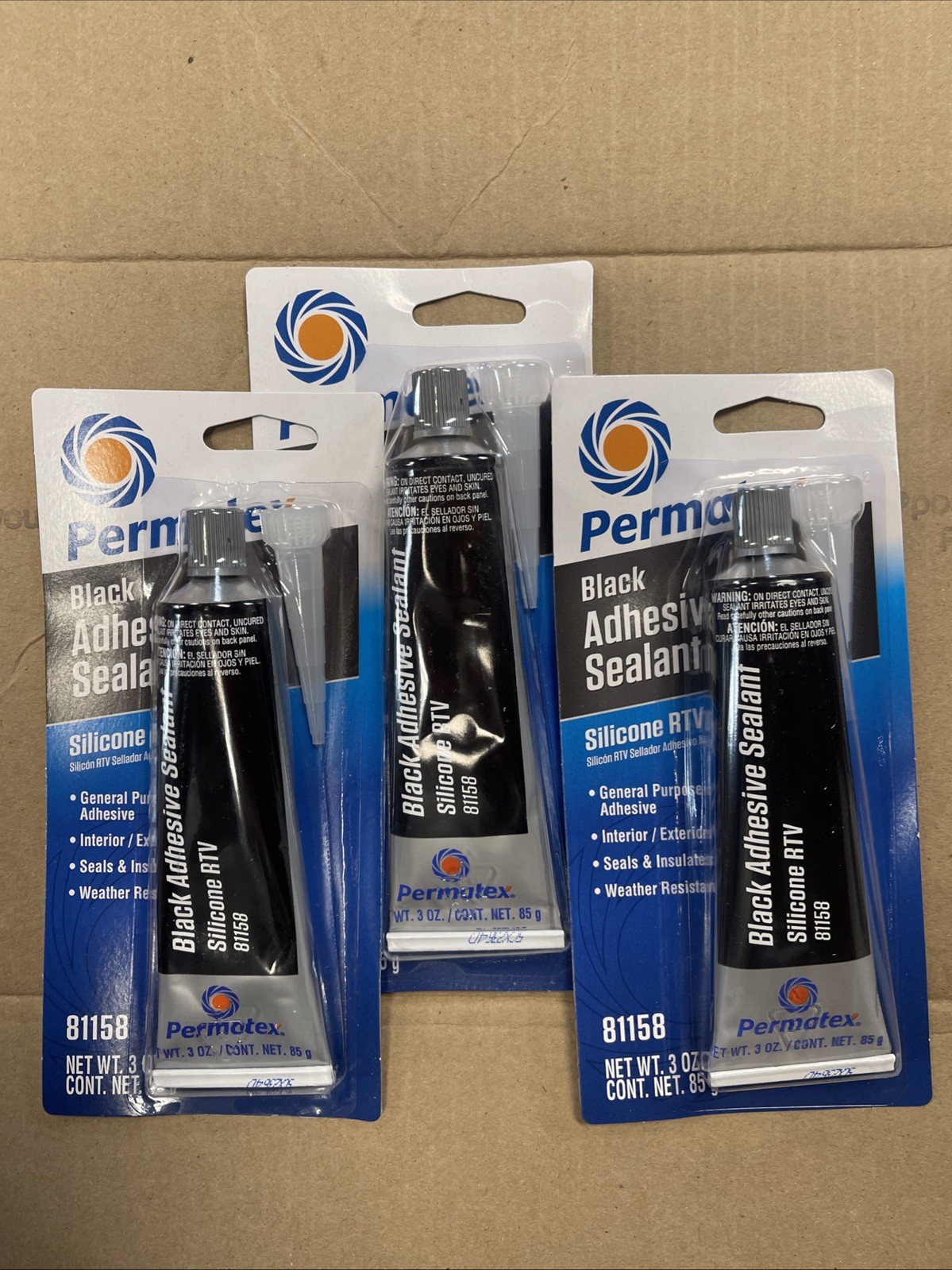 3 PERMATEX 81158 BLACK RTV SILICONE ALL PURPOSE ADHESIVE SEALANT 3 oz Tube