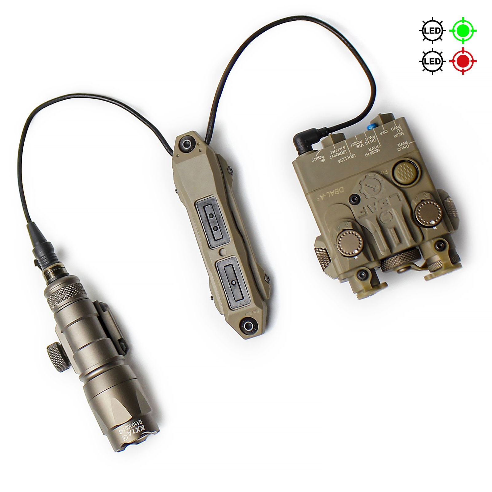 DBAL-A2 Red Green Laser With Hunting Strobe M300C Flashlight / Dual Plug Switch