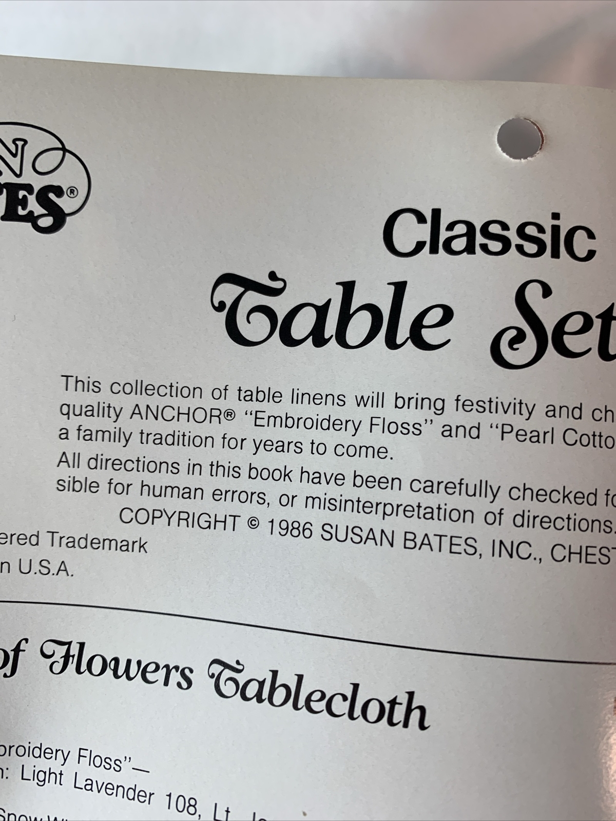Classic Table Setting Susan Bates Anchor Embroidery Collection No. 17554