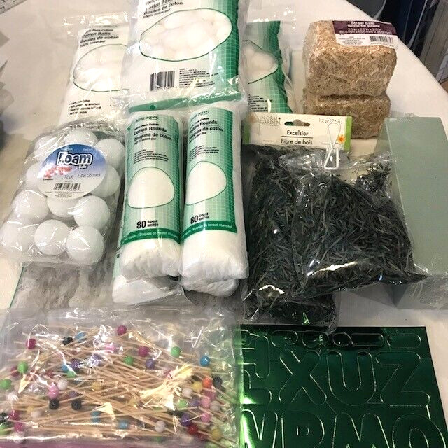 Craft Supplies Cotton Ball/Pads-Straw-Paper Grass- ABC Stickers- Free Shipping