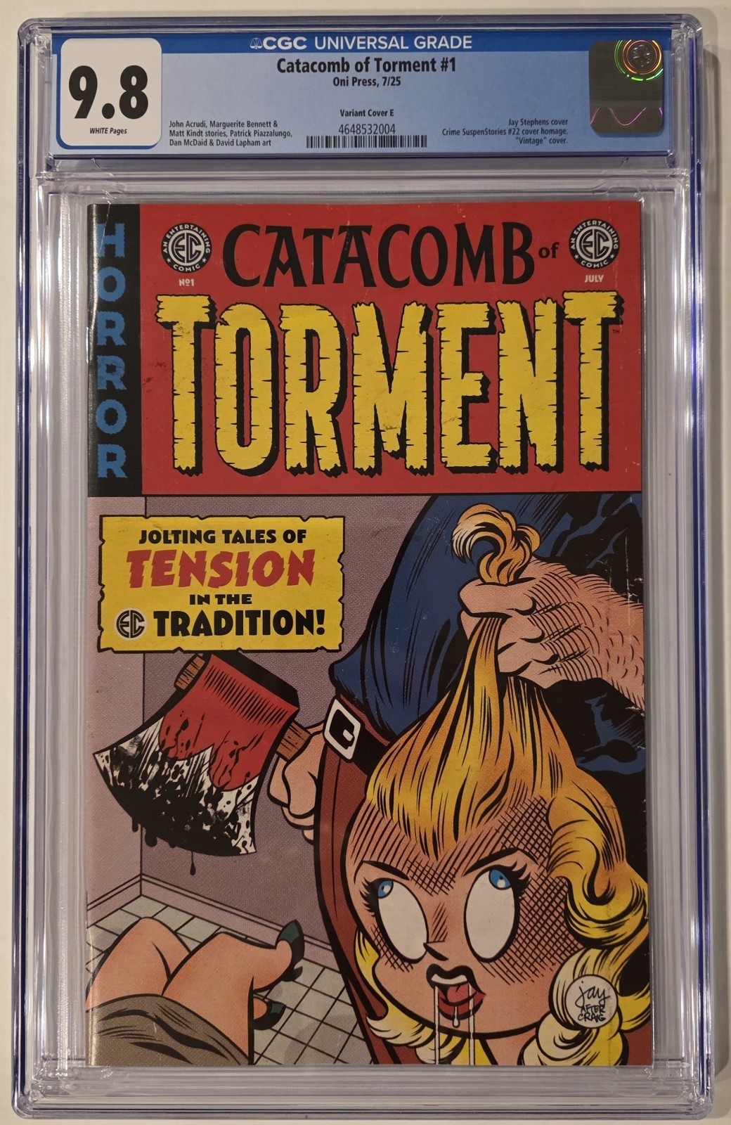 Catacomb of Torment #1 Stephens "Crime SuspenseStories #22" Homage Cover CGC 9.8
