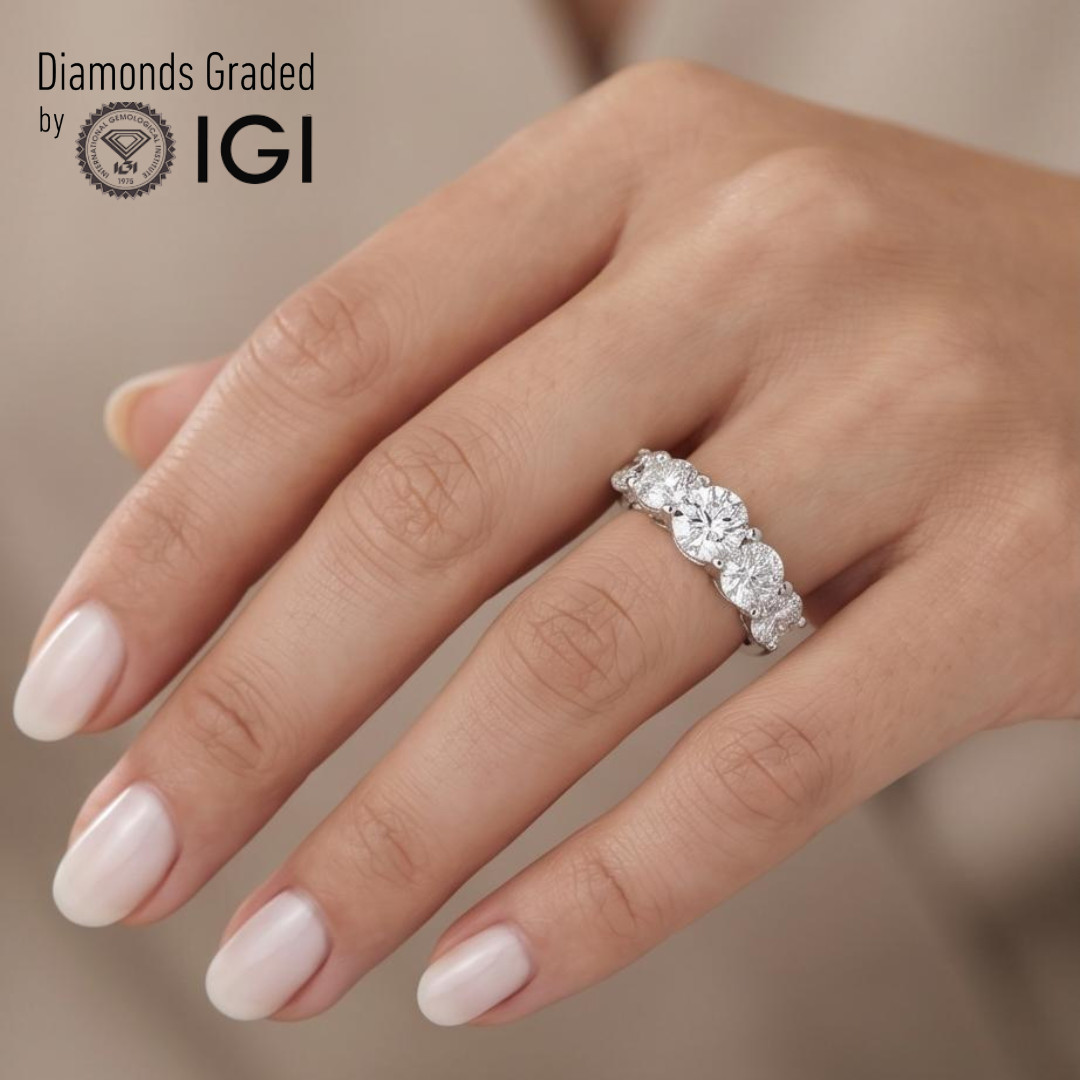 14K White Gold Round Cut 2.5 Ct Lab Created Diamond Engagement Ring E VVS IGI