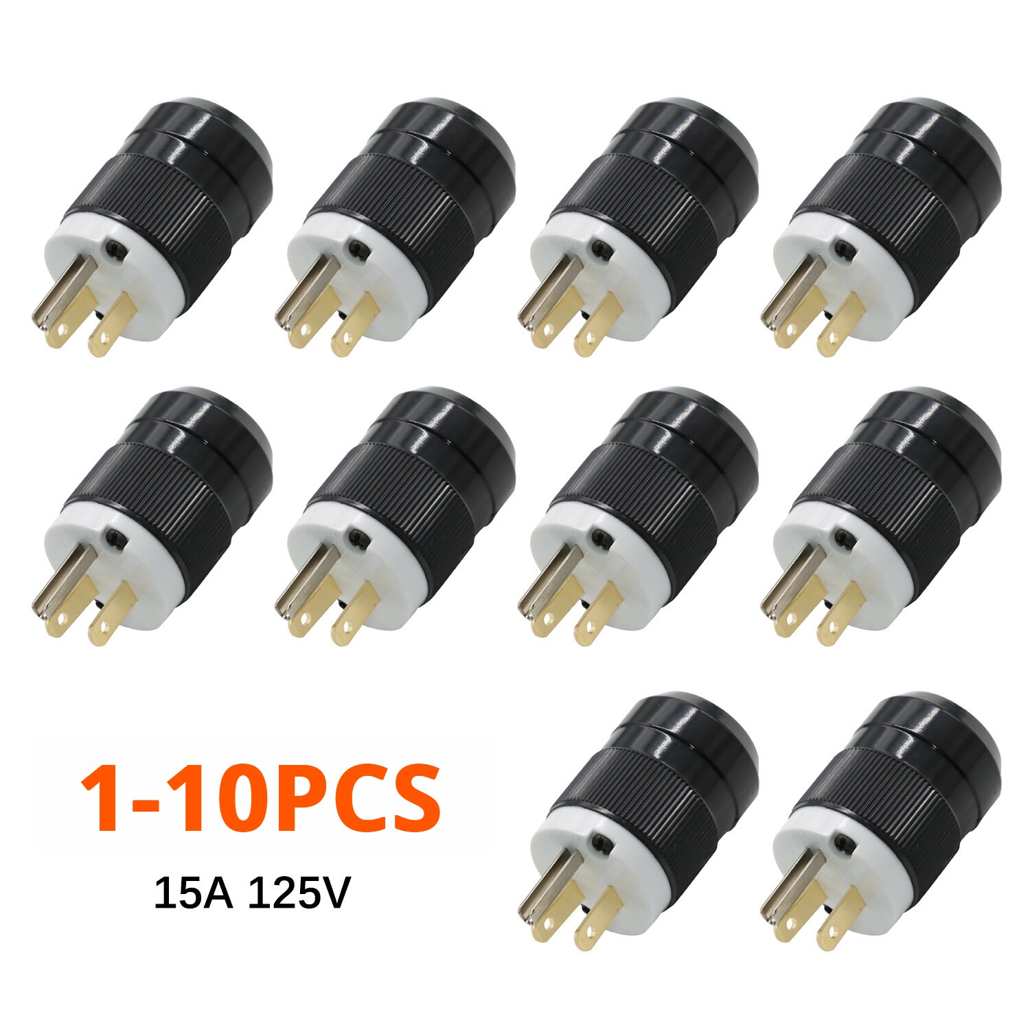 LOTS OF AC Male For Edison NEMA 5-15P Plug 15A 125V Connector CL/BK XD-515P
