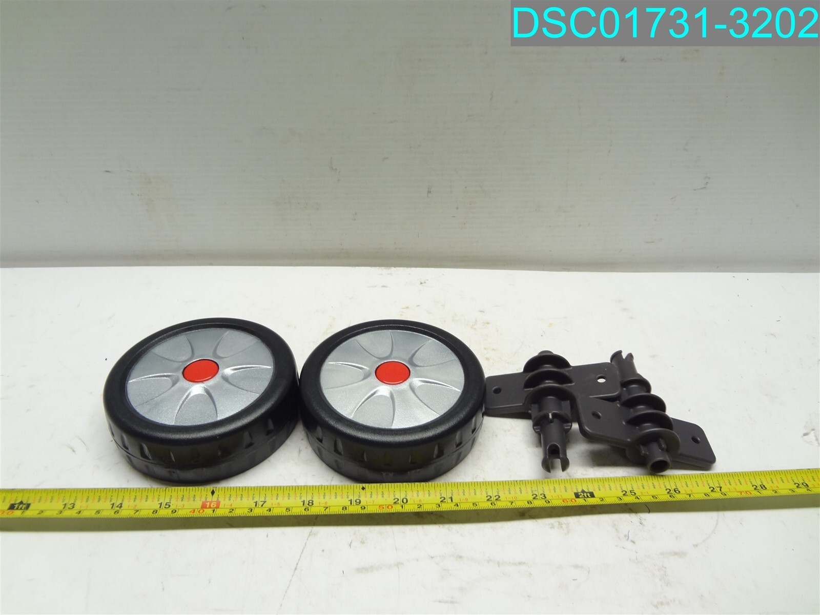 2 Pack; 4-1/2" Dia. x 1-3/8" Wide Plastic Wheels. Silver/Black. 210927AC
