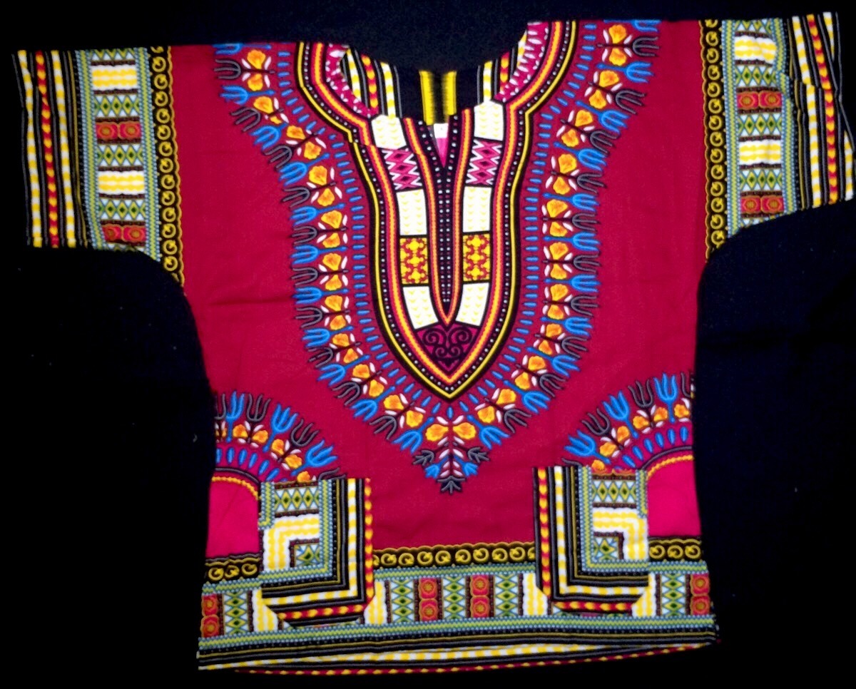 African Shirt Dashiki Print Men Women Succunct Hippie Top Sz M 100% Cotton USA