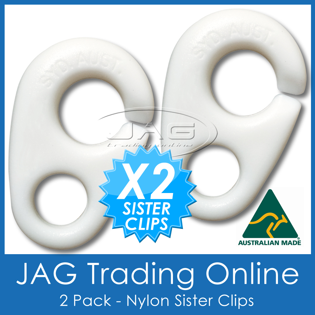 2x WHITE NYLON FLAG SISTER CLIPS-Boat/Yacht/Pennant Staff/Sailing/Marine/Nautica
