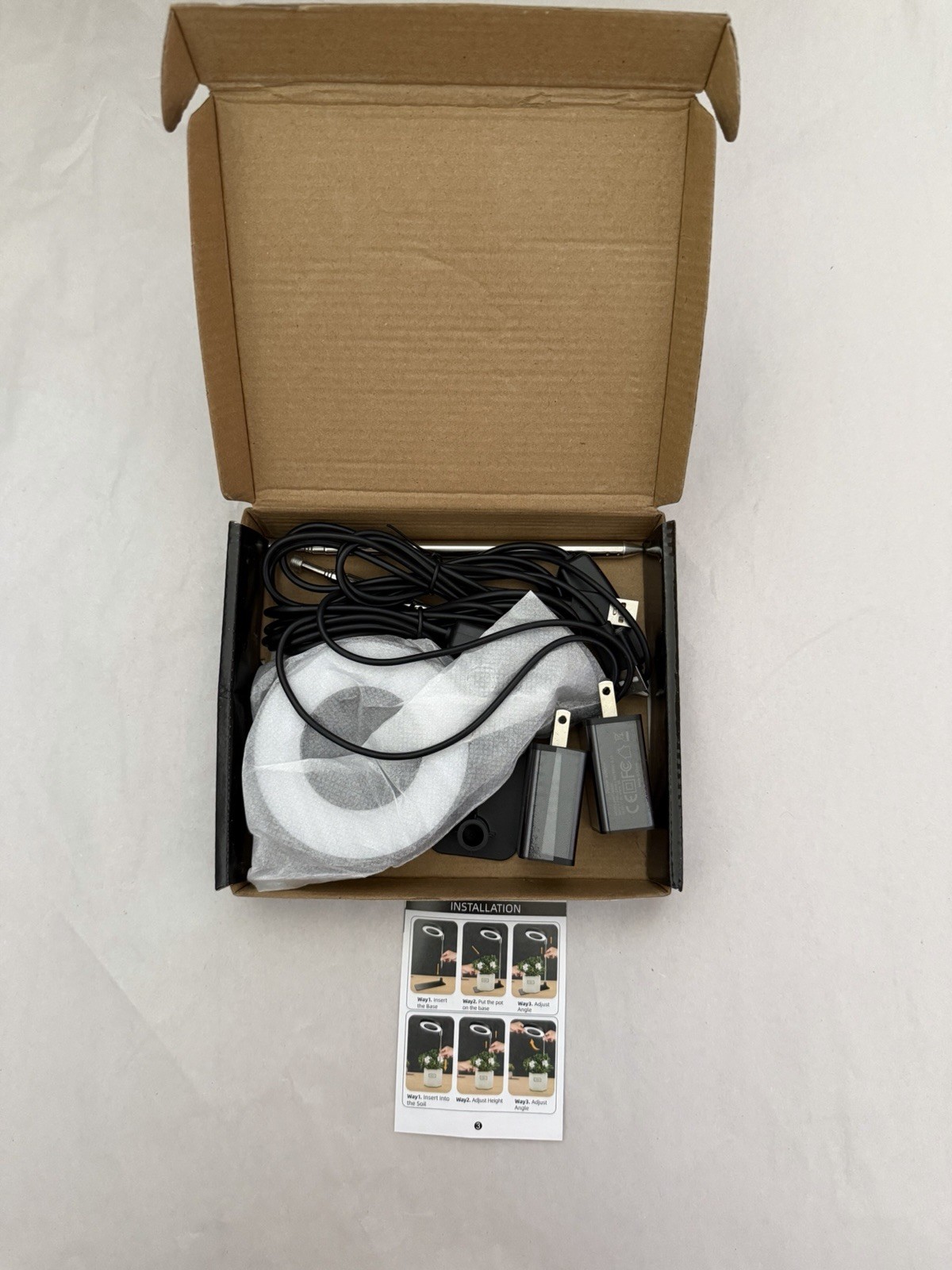 Dual LED Ring Light with 10 Brightness Settings, 3 Modes, USB & AC Power, White