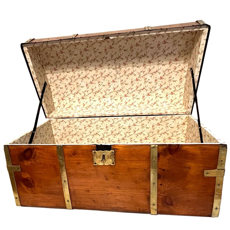 Jenny Lind Trunk Circa 1870 Brass Bound Refinished And Lined By Our Trunksmith