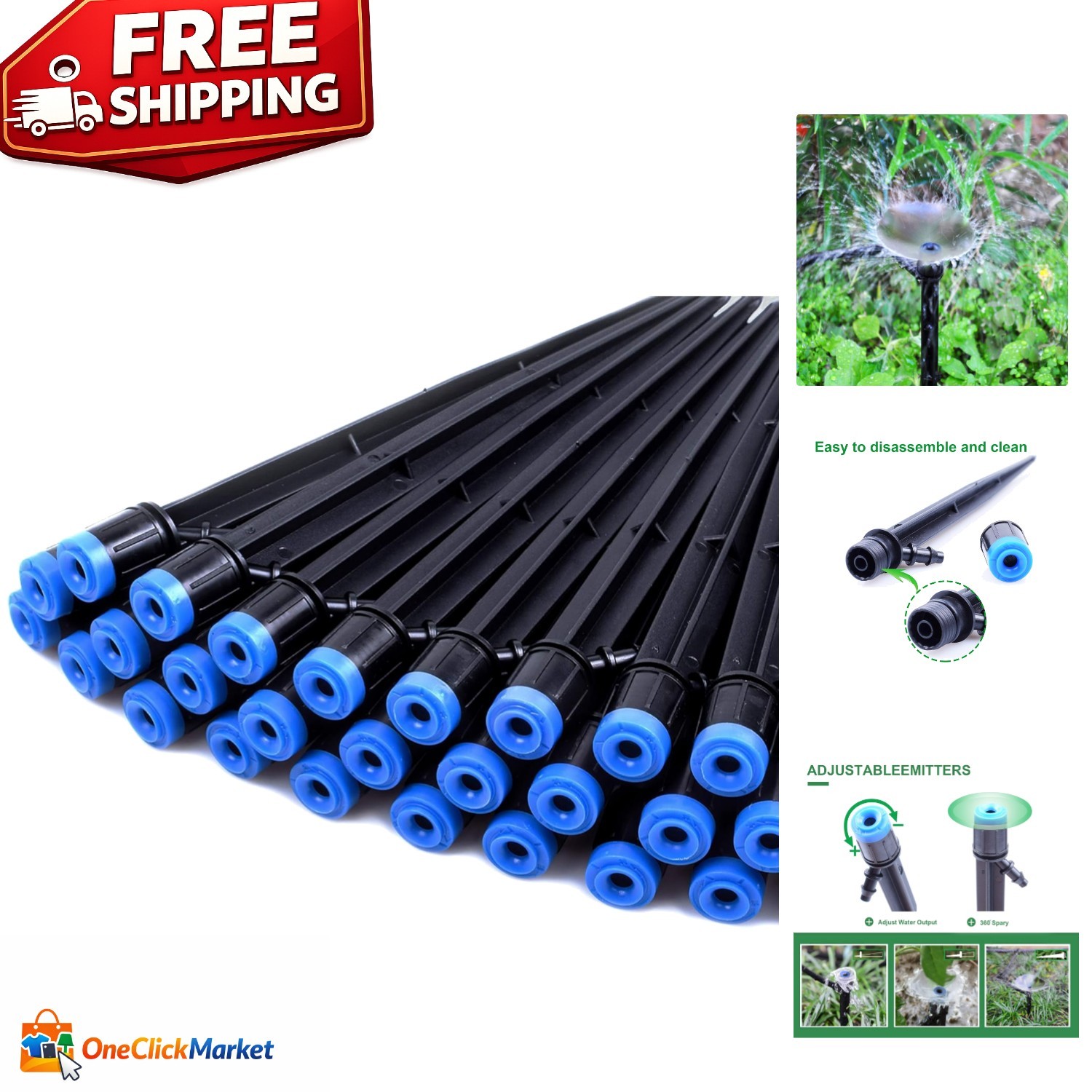Irrigation System Drip Emitters - 50PCS Adjustable Flow for Versatile Gardens