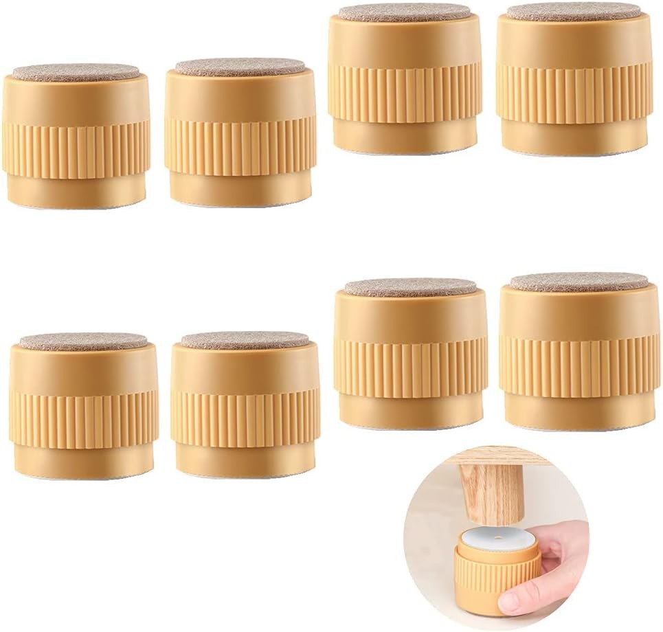 8 Pack Adjustable Round Furniture Risers 2 inch, Self-Adhesive Bed Riser Heav...