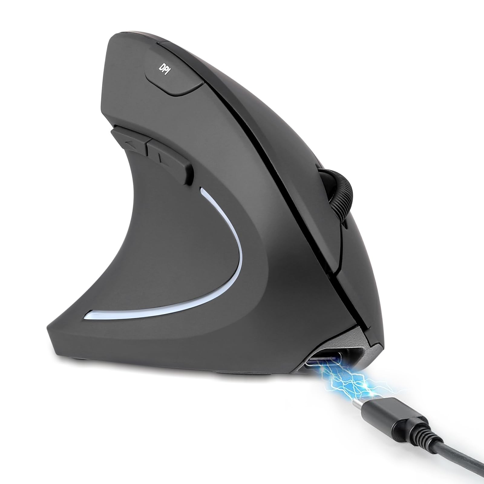 PERIMICE-713LR - Cordless Rechargeable Vertical Mouse - Duo Wired and Wireles...