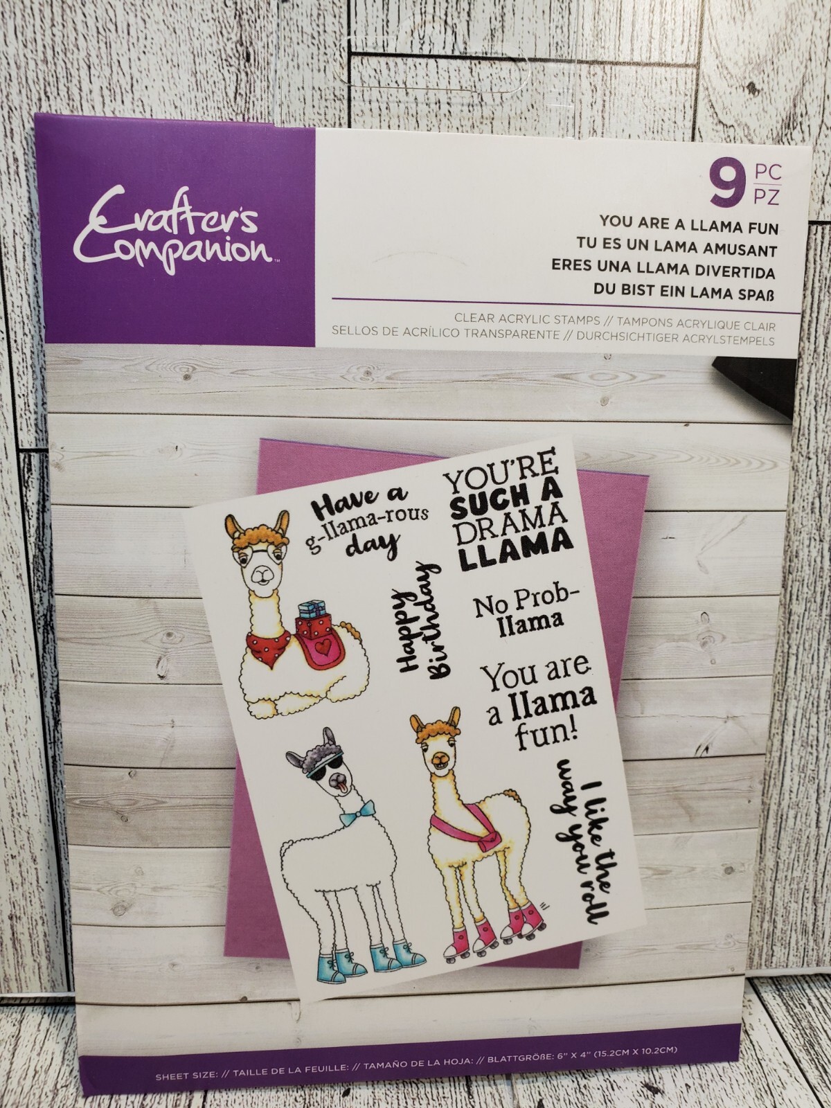 CST1 Crafters Companion Llama You are a Llama Fun Clear Acrylic Stamp 9pc set