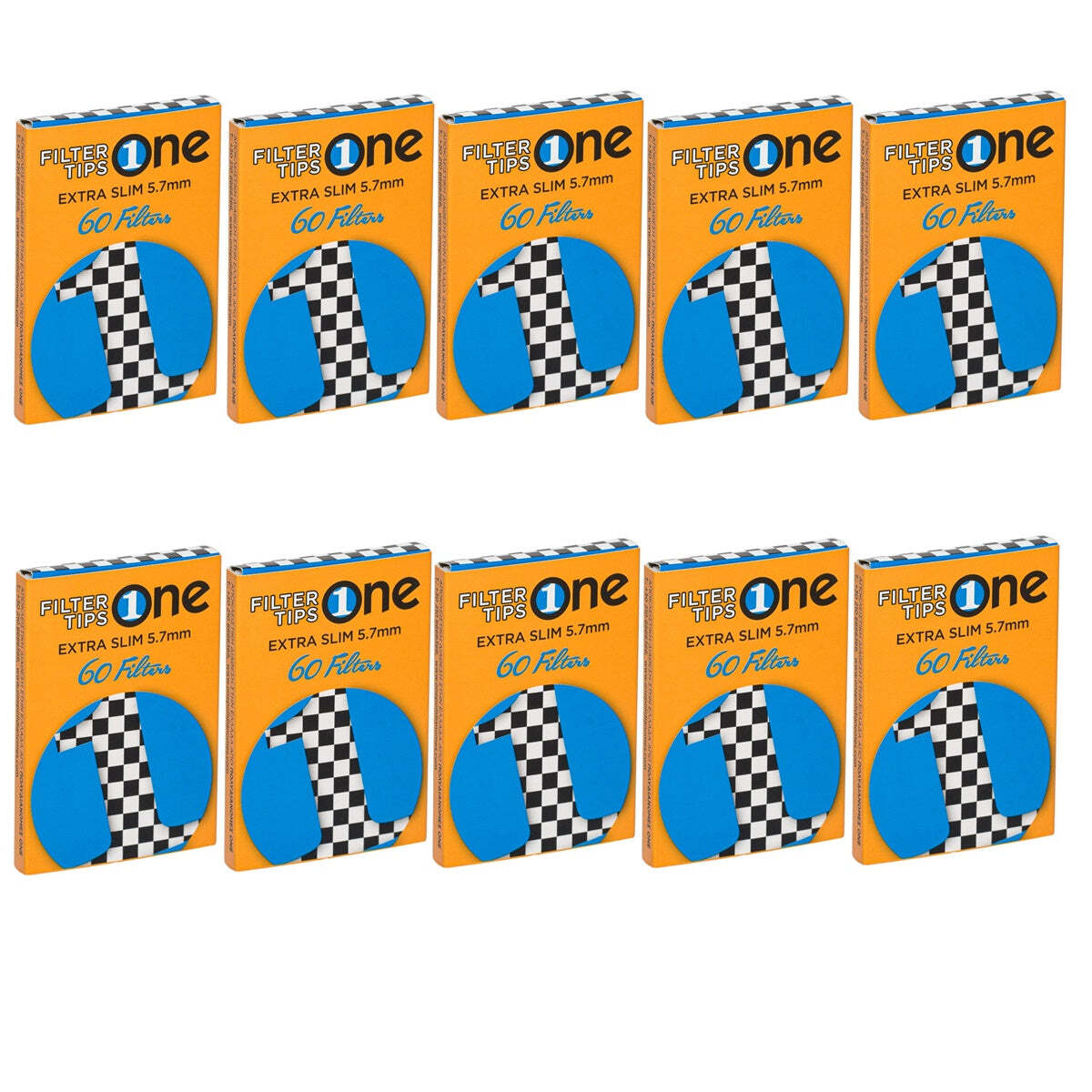 10 packs of 64 pcs "One" Extra Slim Filters 5.7 mm for Slim/Super slim Roll ups
