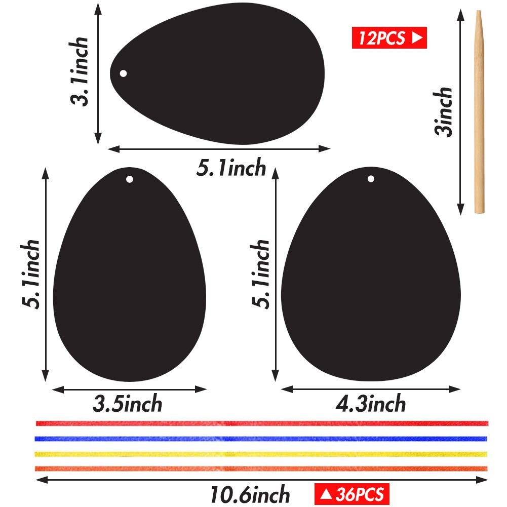 Easter Egg Scratch Art Set, 36 PCS Rainbow Scratch Art Mini Notes with Colorf...
