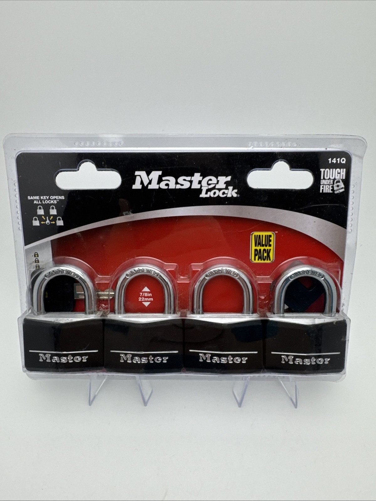 Master Lock 141Q Padlock 4-Pack Keyed Alike Black Vinyl Covered Aluminum 40mm