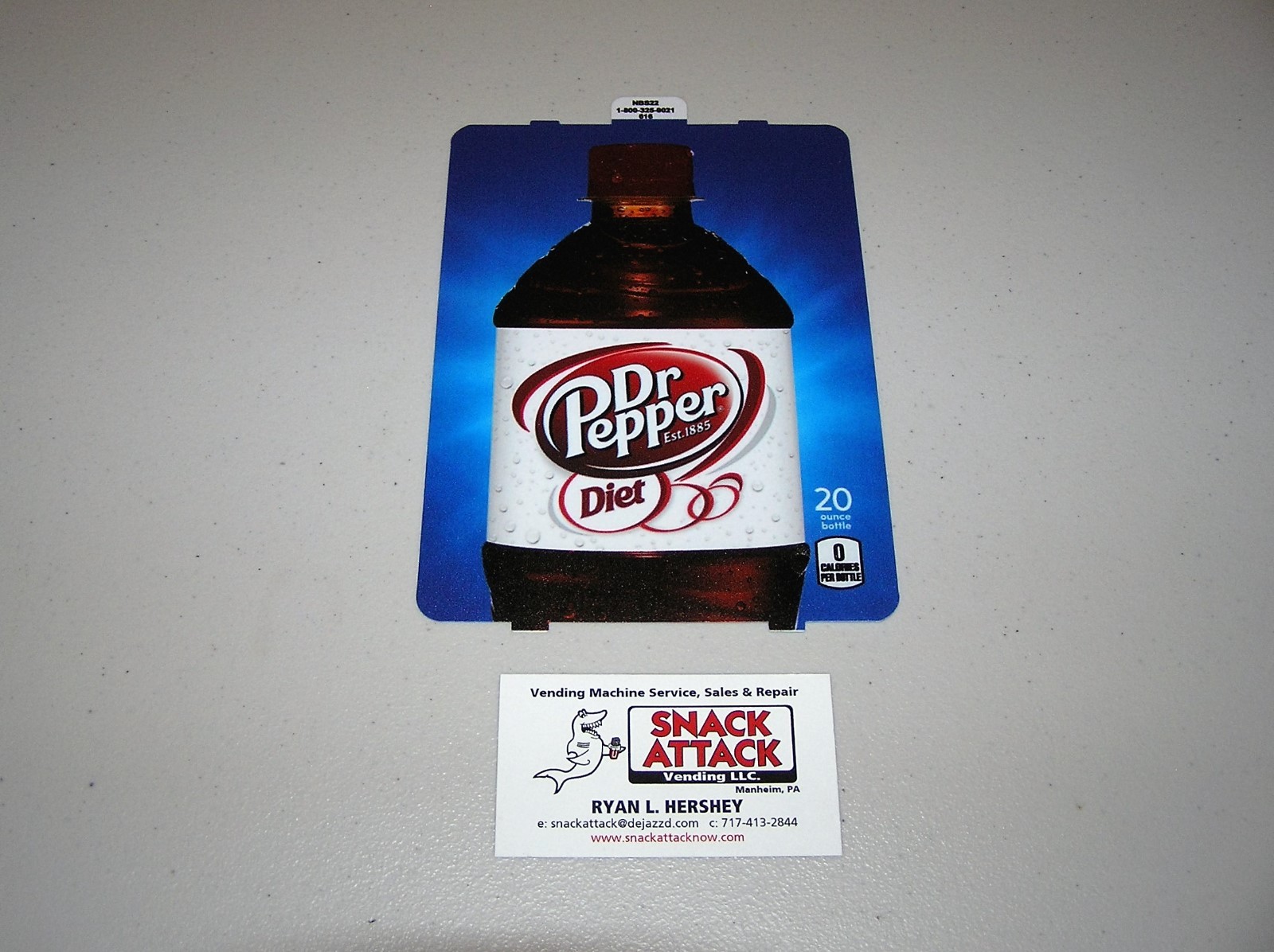 DIXIE NARCO 501E & 276E HVV SODA MACHINE "Diet Dr. Pepper" 20oz BOTTLE LABEL