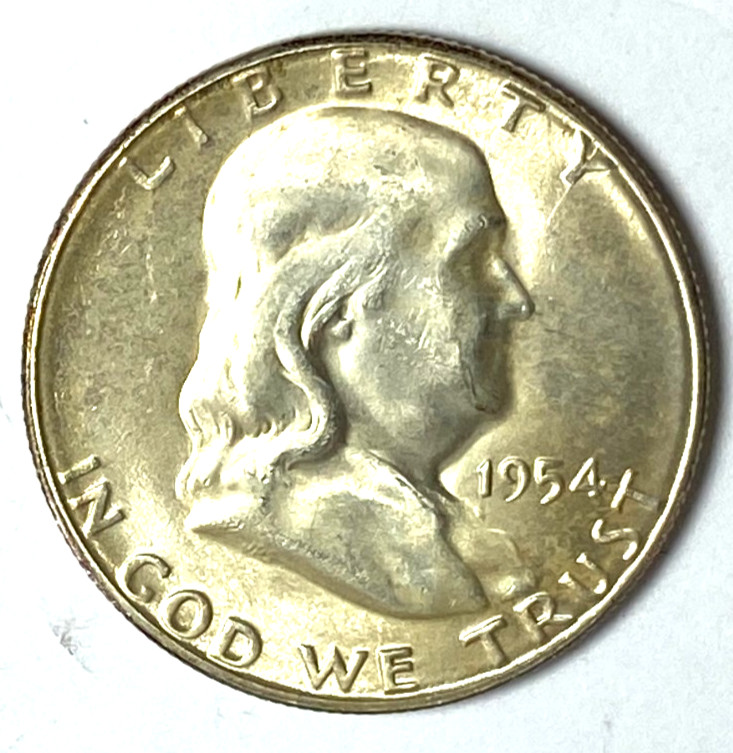 1954 S 50c Franklin Silver Half Dollar AU San Francisco