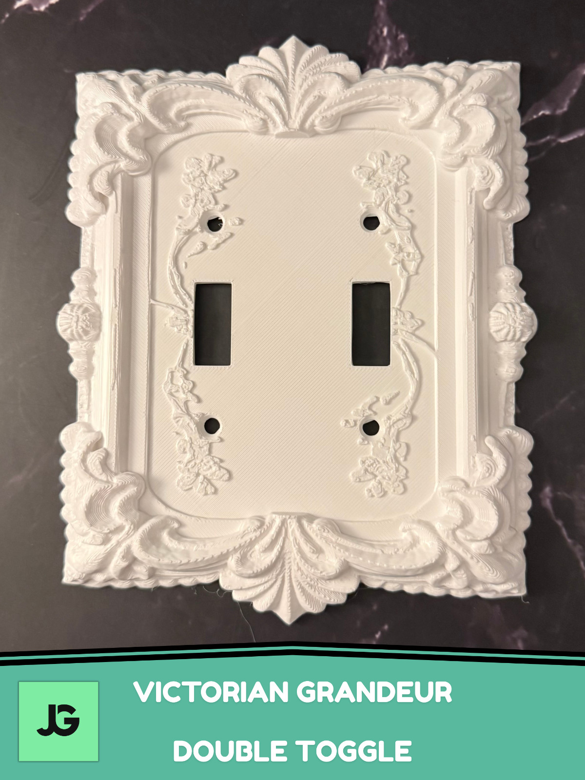 Victorian Grandeur Light Switch Cover, White Double Toggle