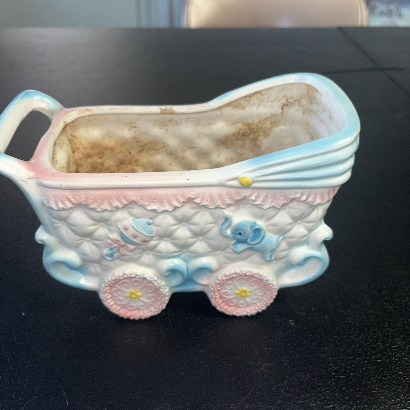 Napcoware Ceramic Baby Carriage Buggy Planter