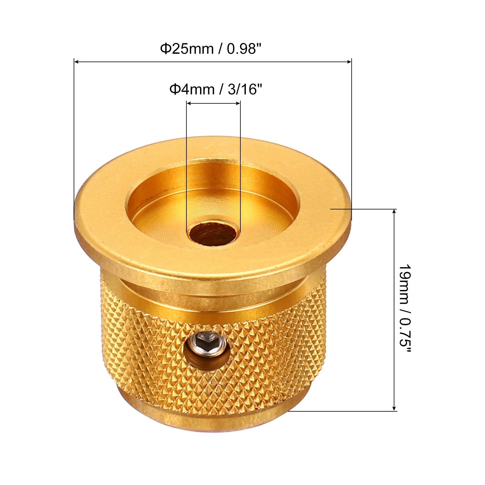 4 Pcs Aluminium Potentiometer Knobs 3/16" (4mm) Volume Tone Control 3/4" Gold