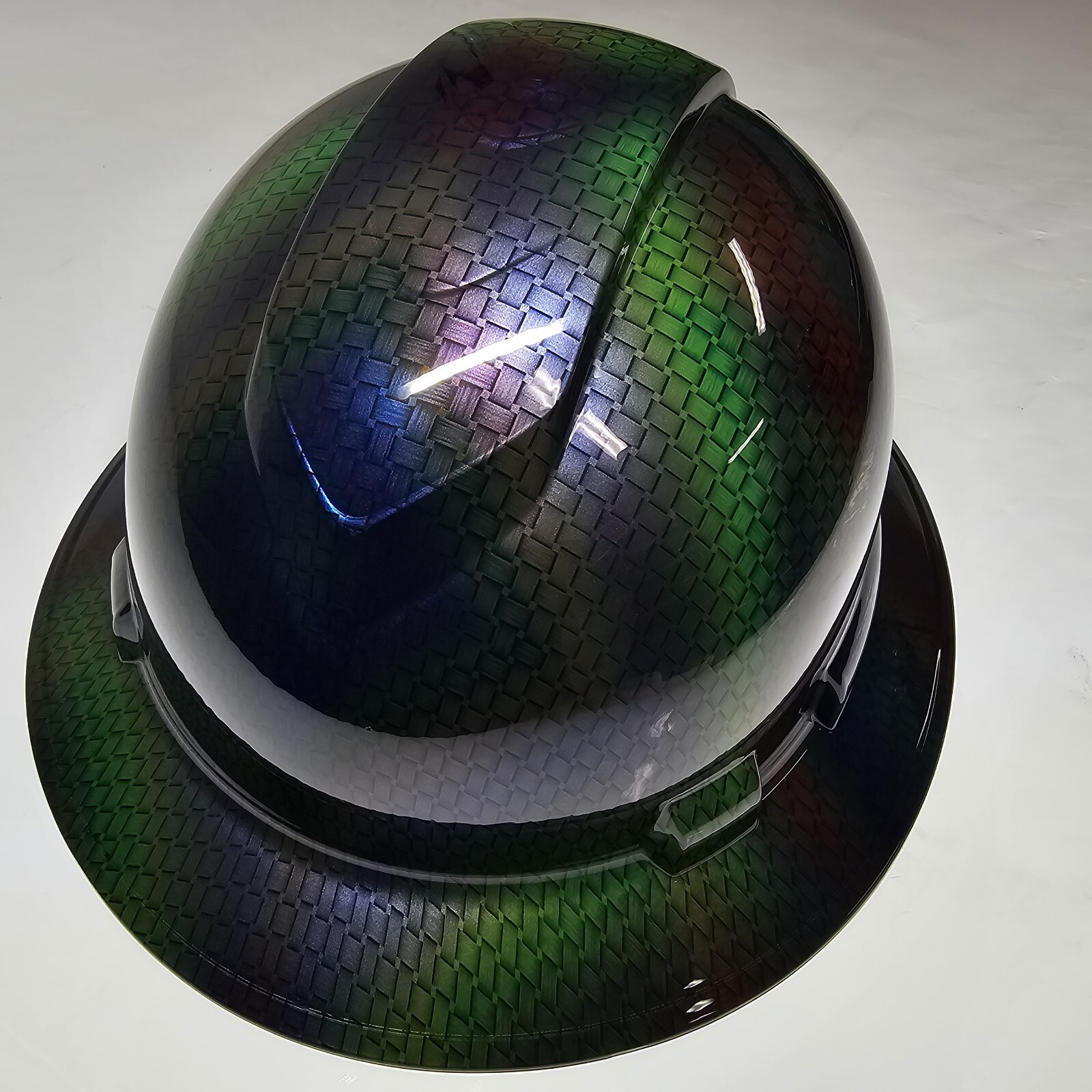 FULL BRIM Hard Hat custom hydro dipped MULTI COLOR BASKET WEAVE CARBON FIBER NEW