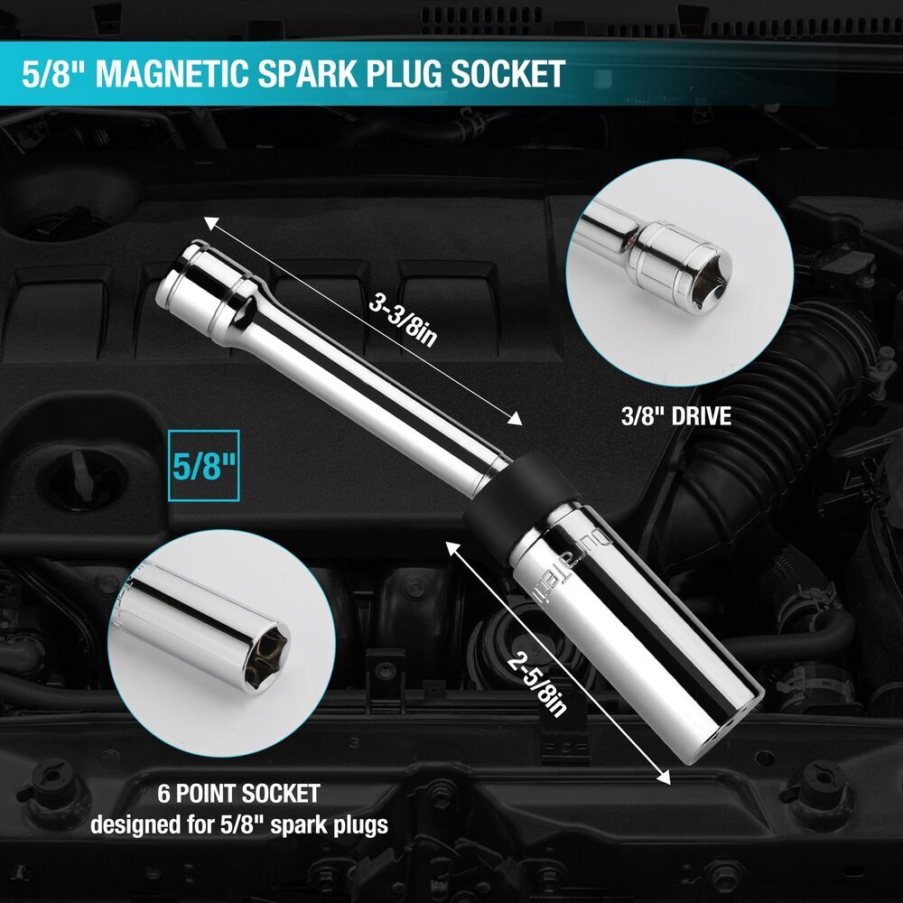 DURATECH 5/8" Swivel Magnetic Spark Plug Socket Thin Wall Spark Plugs Socket USA