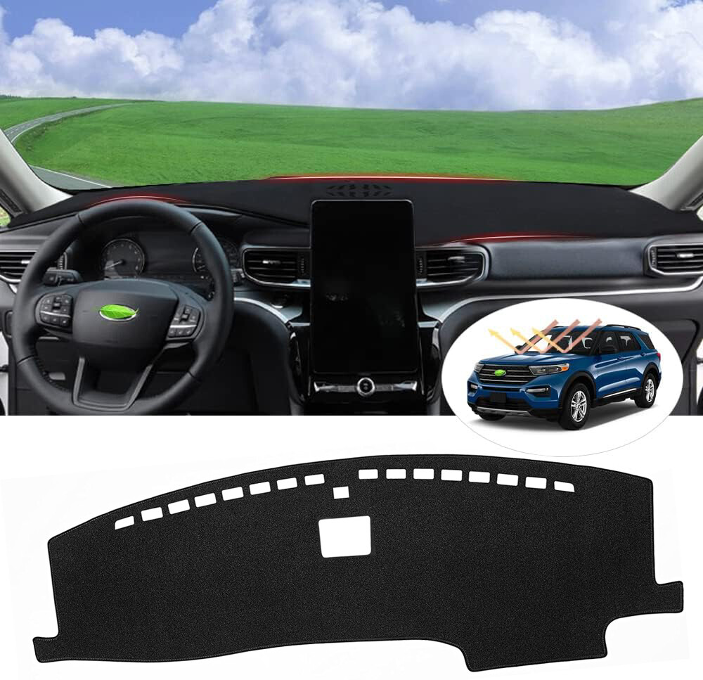 Non-Slip For 2020-2026 Ford Explorer Dashboard Cover Pad Dashmat Dash Mat Black