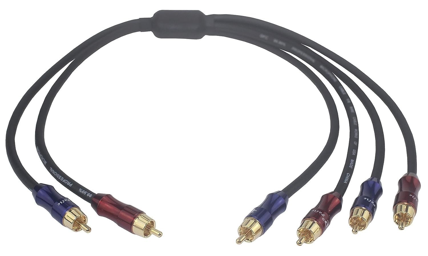 RCA Stereo Audio Splitter - Male to Dual 6.5 ft (200 cm), Black