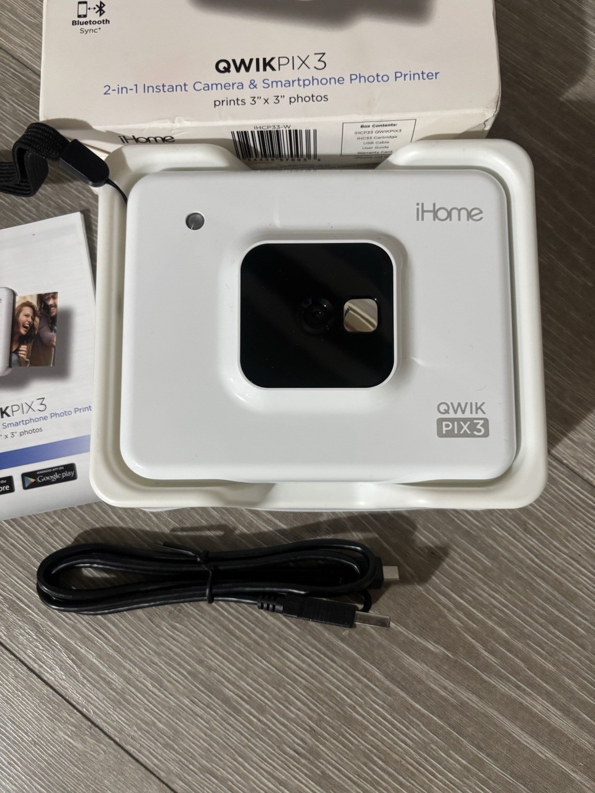 iHome QWIK PIX3 Bluetooth Printer Camera IHCP33 Bundle - WORKING NO CARTRIDGE
