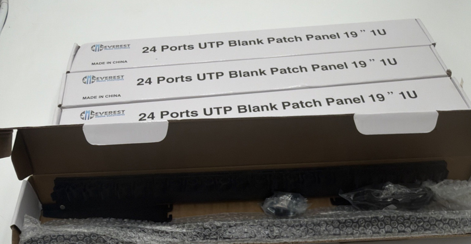 Everest 24-Port Blank Patch Panel 19" 1U Rack Mount Keystone 4 Pack