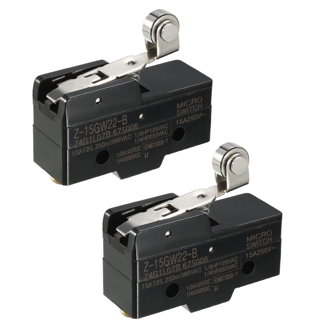 2pcs Z-15GW22-B 1NO + 1NC Hinge Roller Lever Micro Action Switches