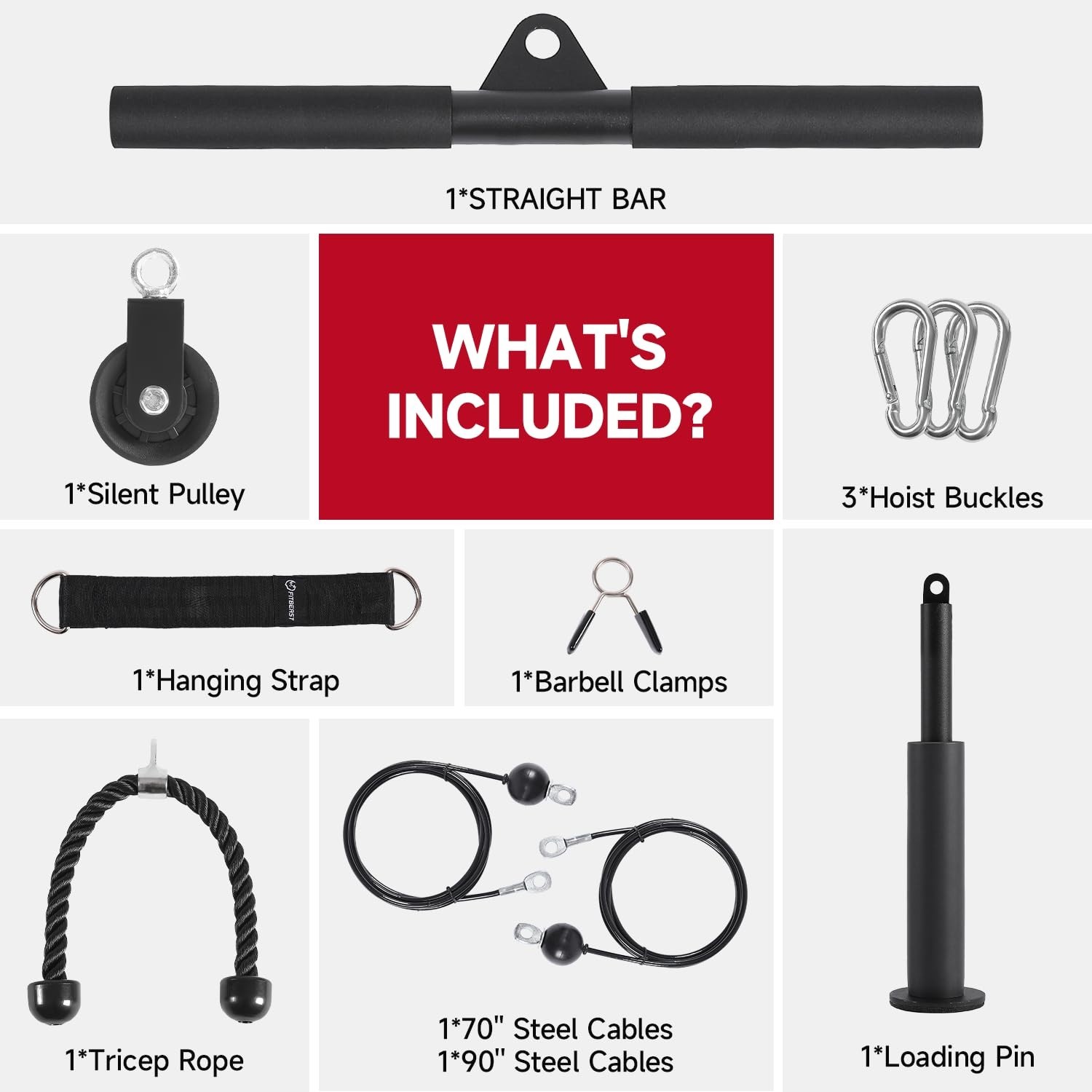 Cable Weight Pulley System for Home Gym - LAT Pulldown & Biceps Curl Equipment