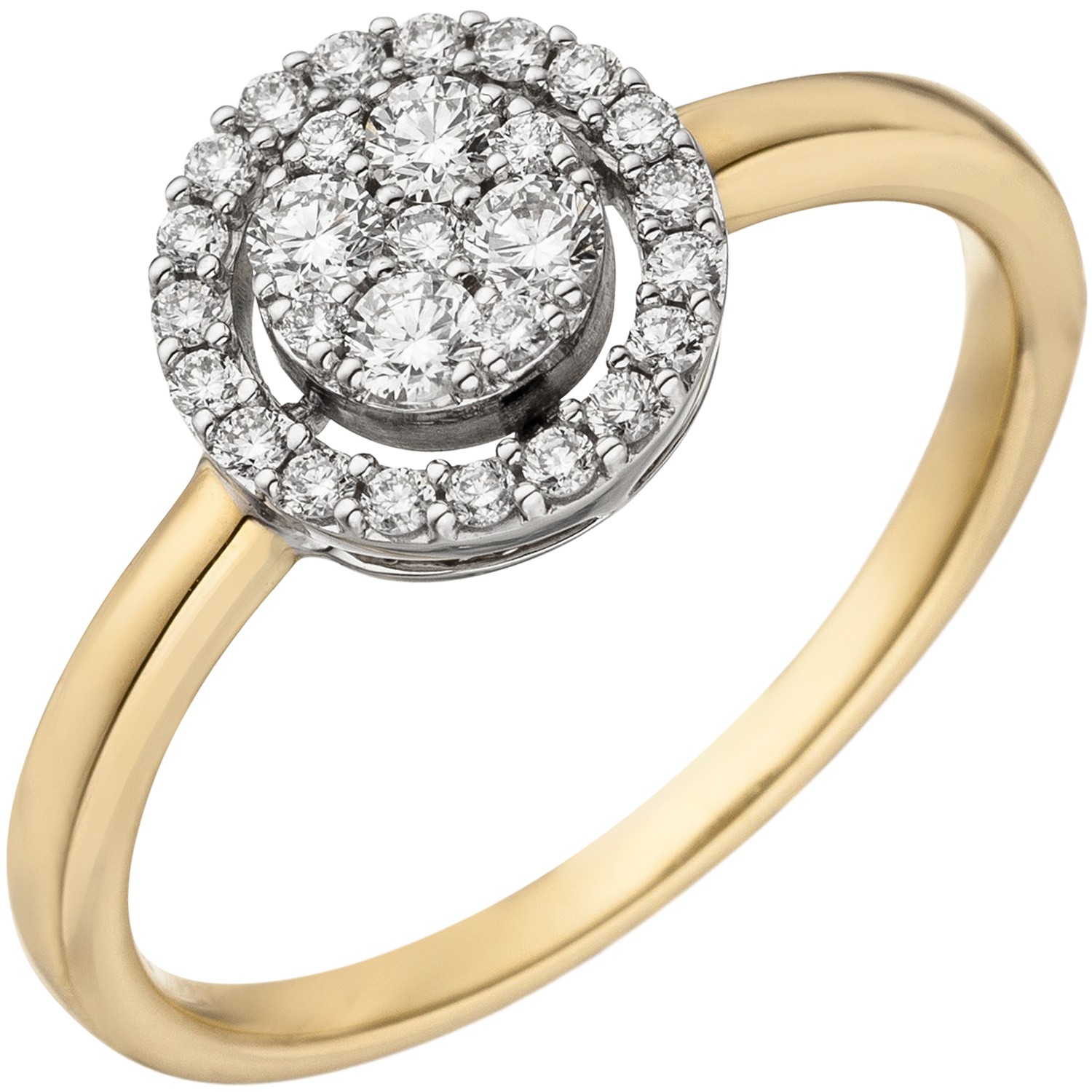 Jobo ladies' ring 585 gold yellow gold White gold two-tone 28 diamonds brilliant gold