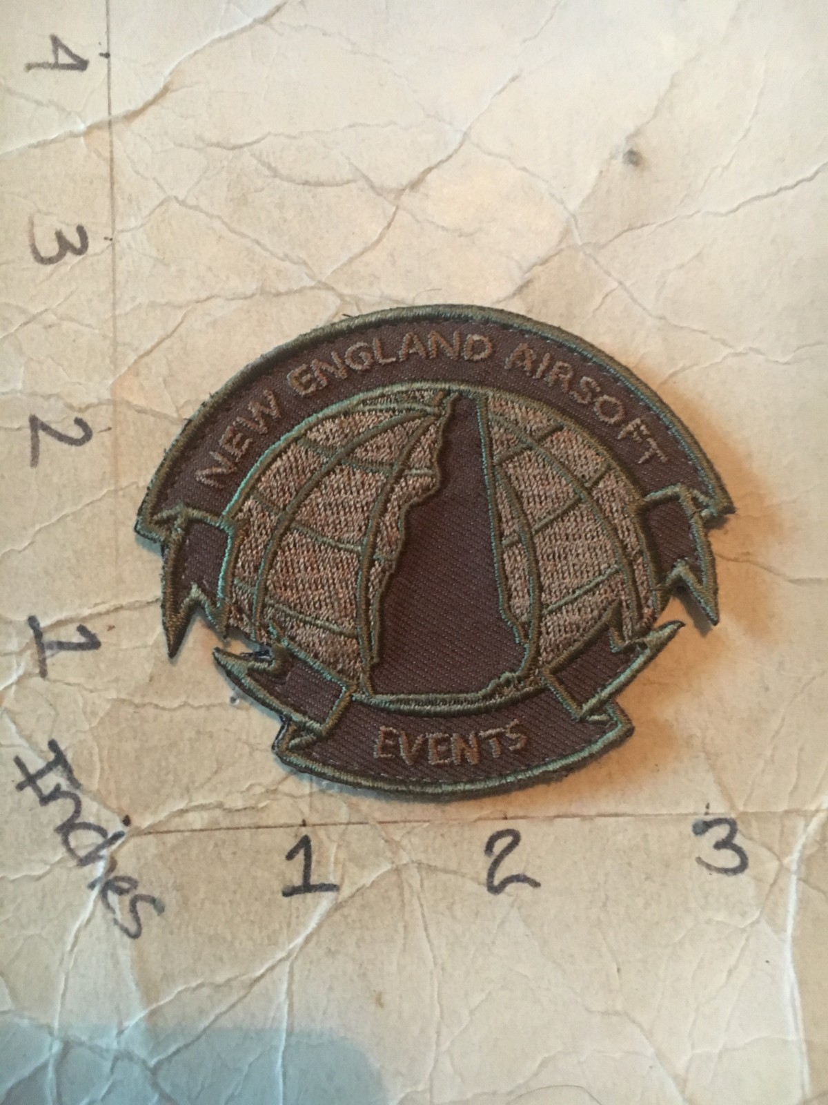 New England Airsoft Events morale desert tan patch with hook & loop back 7/6/25