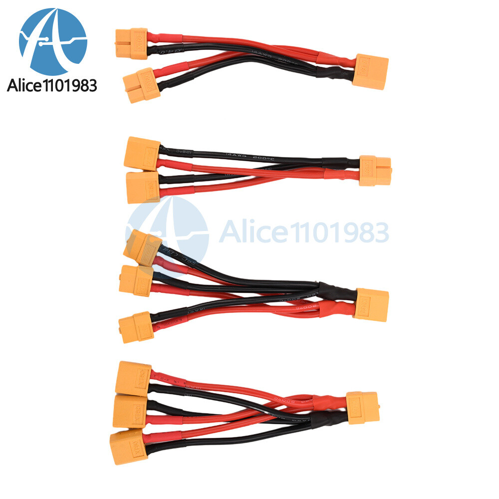 XT60 Male/Female Cable Parallel Battery Connector 4AWG Silicone Wire Y Splitter