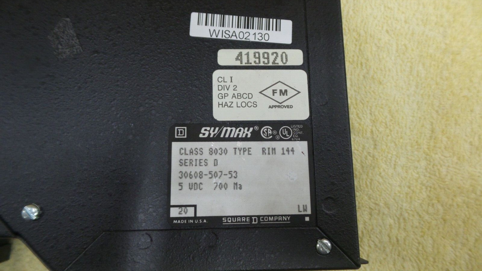 Square D Sy/Max Class 8030 Type RIM 144, Series D , USED, BCD/GRAY Code, F5
