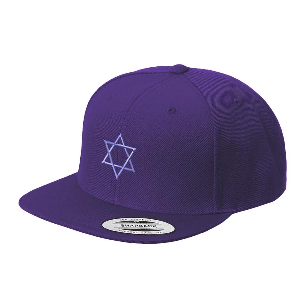 Star Of David Blue Embroidered Flat Visor Snapback Hat