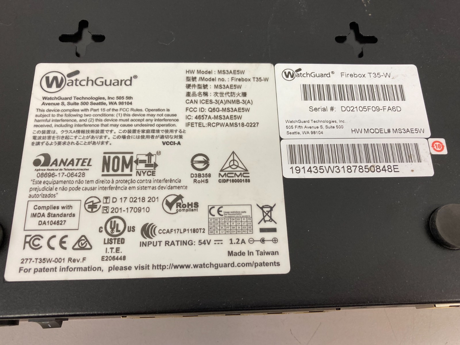 WatchGuard Firebox T35-W Network Security Firewall Appliance MS3AE5W