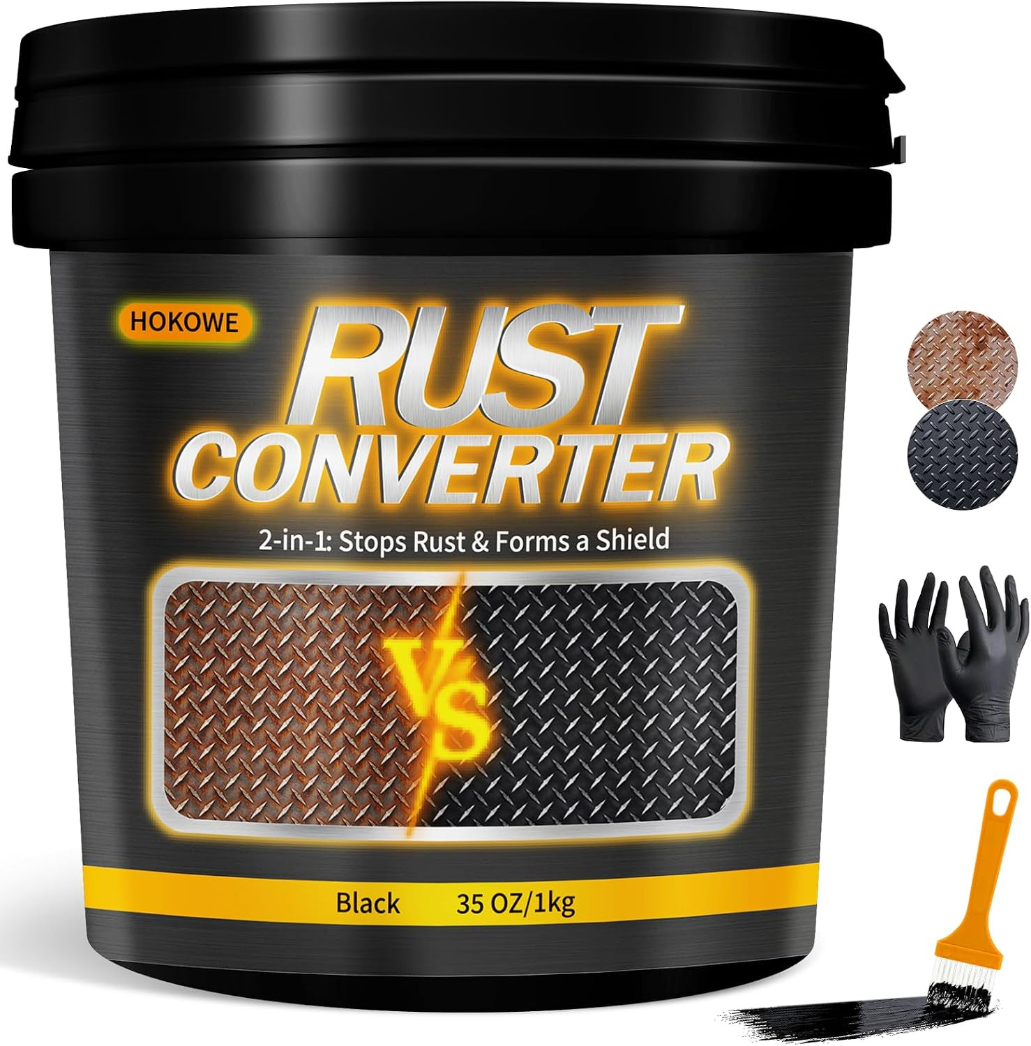 2-In-1 Rust Converter & Metal Primer 35Oz Black - Rust Inhibitor Paint for Metal