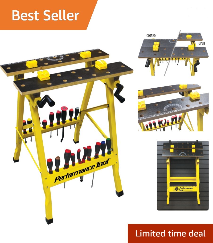 Versatile Yellow Workbench & Vise, 23.8" x 25" x 31" with 200 lbs Capacity