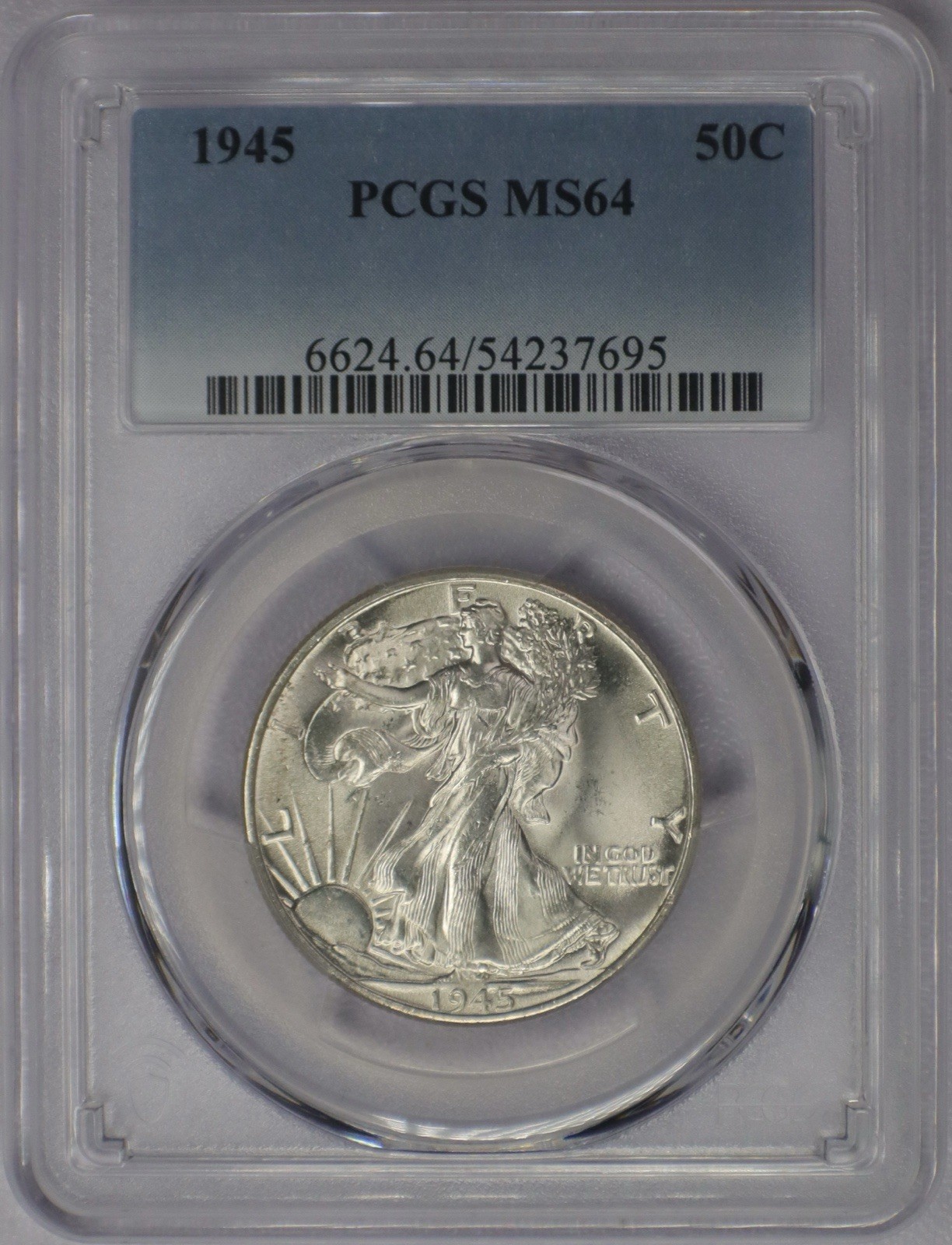 1945 50c Walking Liberty Half Dollar - PCGS MS 64