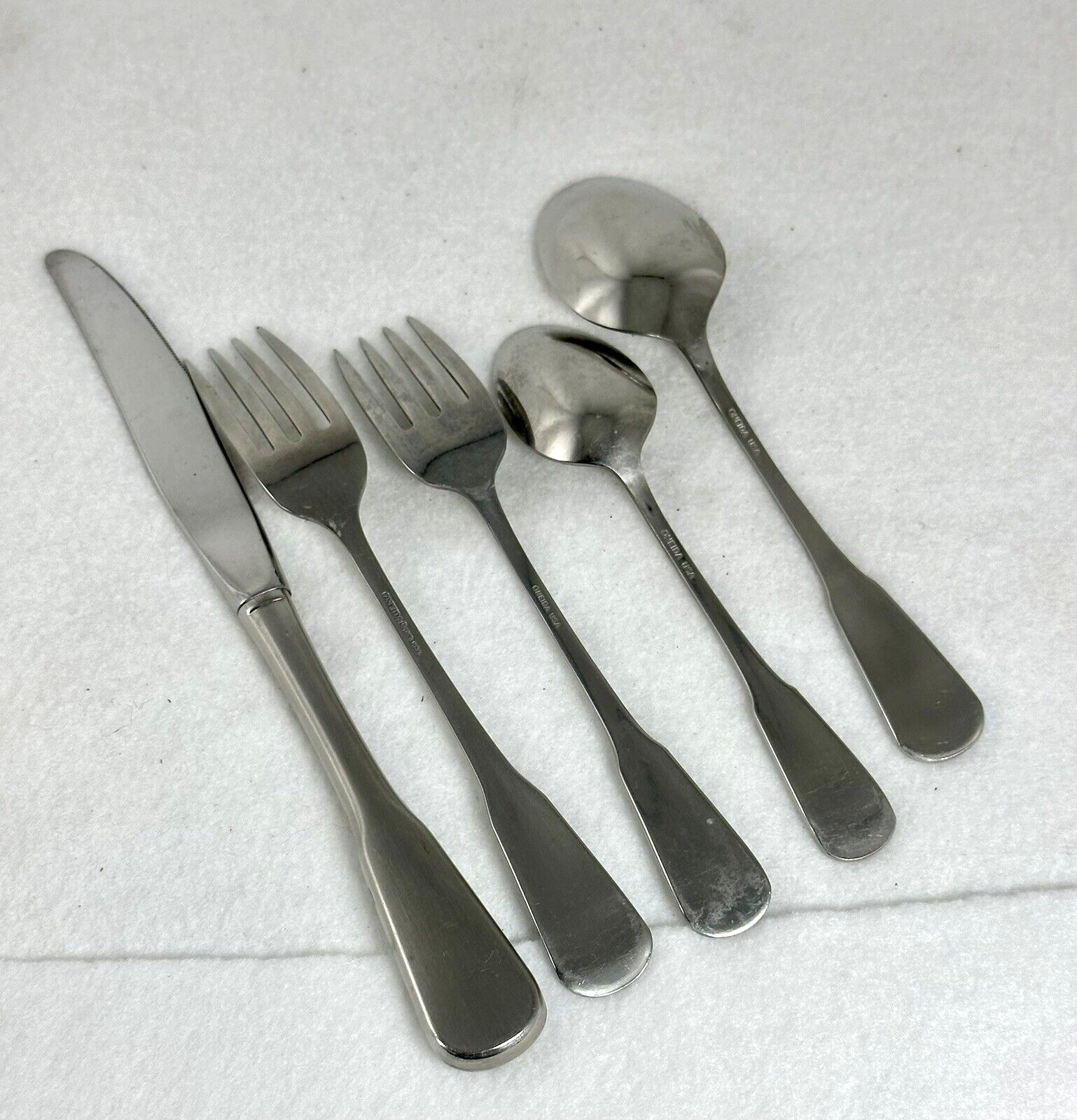 SSS BY ONEIDA STAINLESS SATIN SILVERWARE COLONIAL BOSTON PATTERN 5 PIECE SET