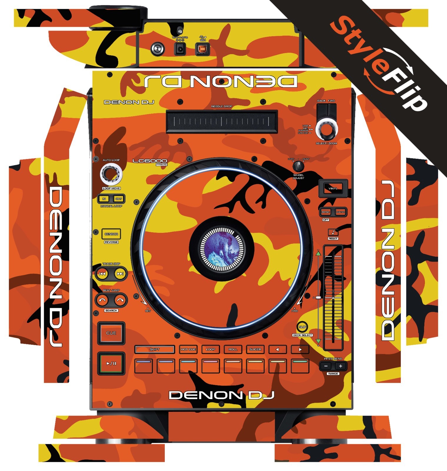Denon LC6000 Prime Skin | Orange Camo | Protective Decal | StyleFlip Skins