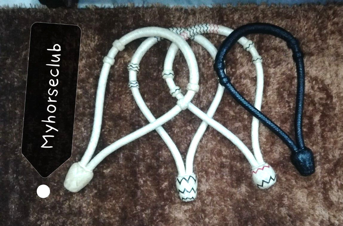 WESTERN HORSE TACK BOSAL BRAIDED RAWHIDE IN BLACK WHITE PLATED (Set of 4 piece)