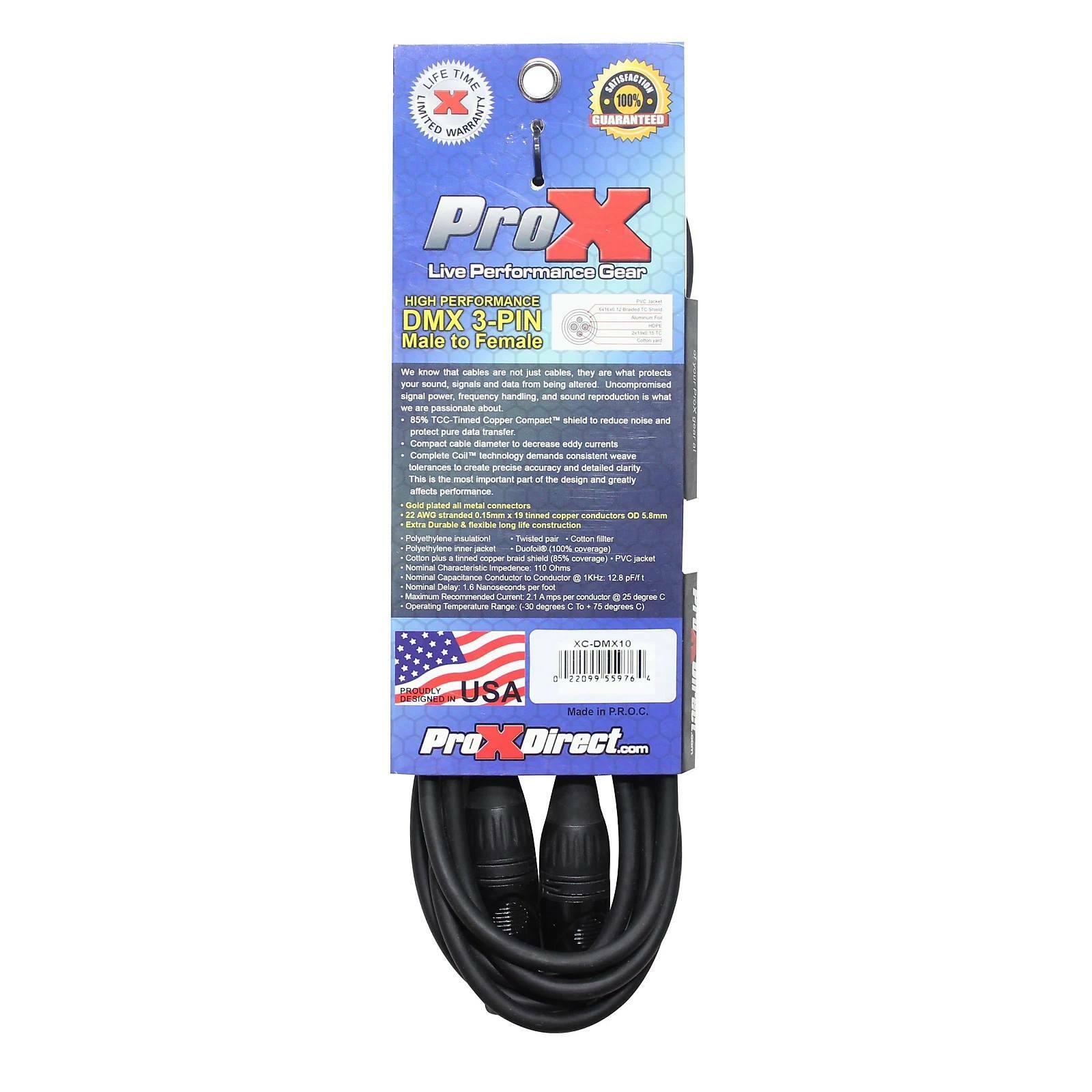 15 DMX Cables 3 Pin 10 ft DJ Lighting Shielded Data Cable- High Performance PROX
