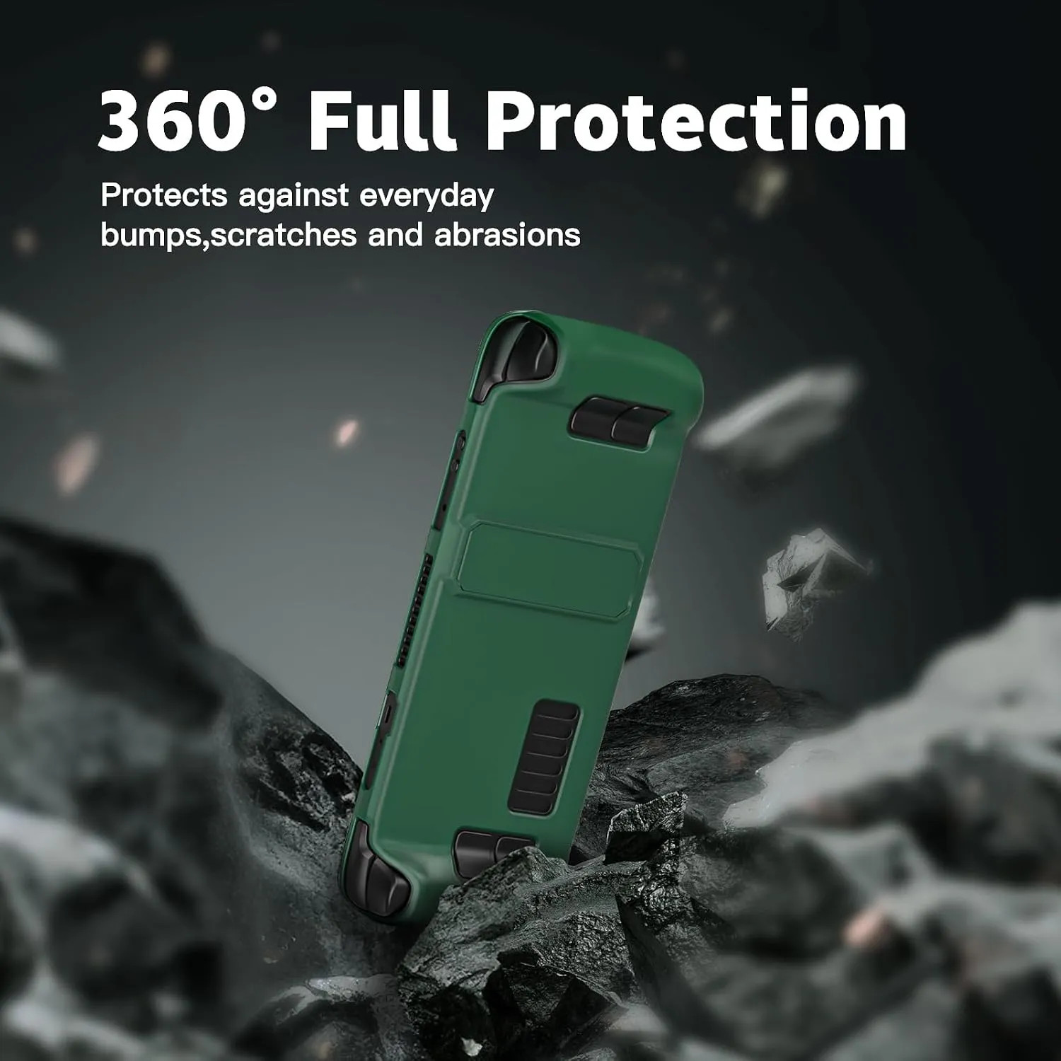Protective Case For Steam Deck OLED Green Skin With Kickstand 2 Screen Protec...