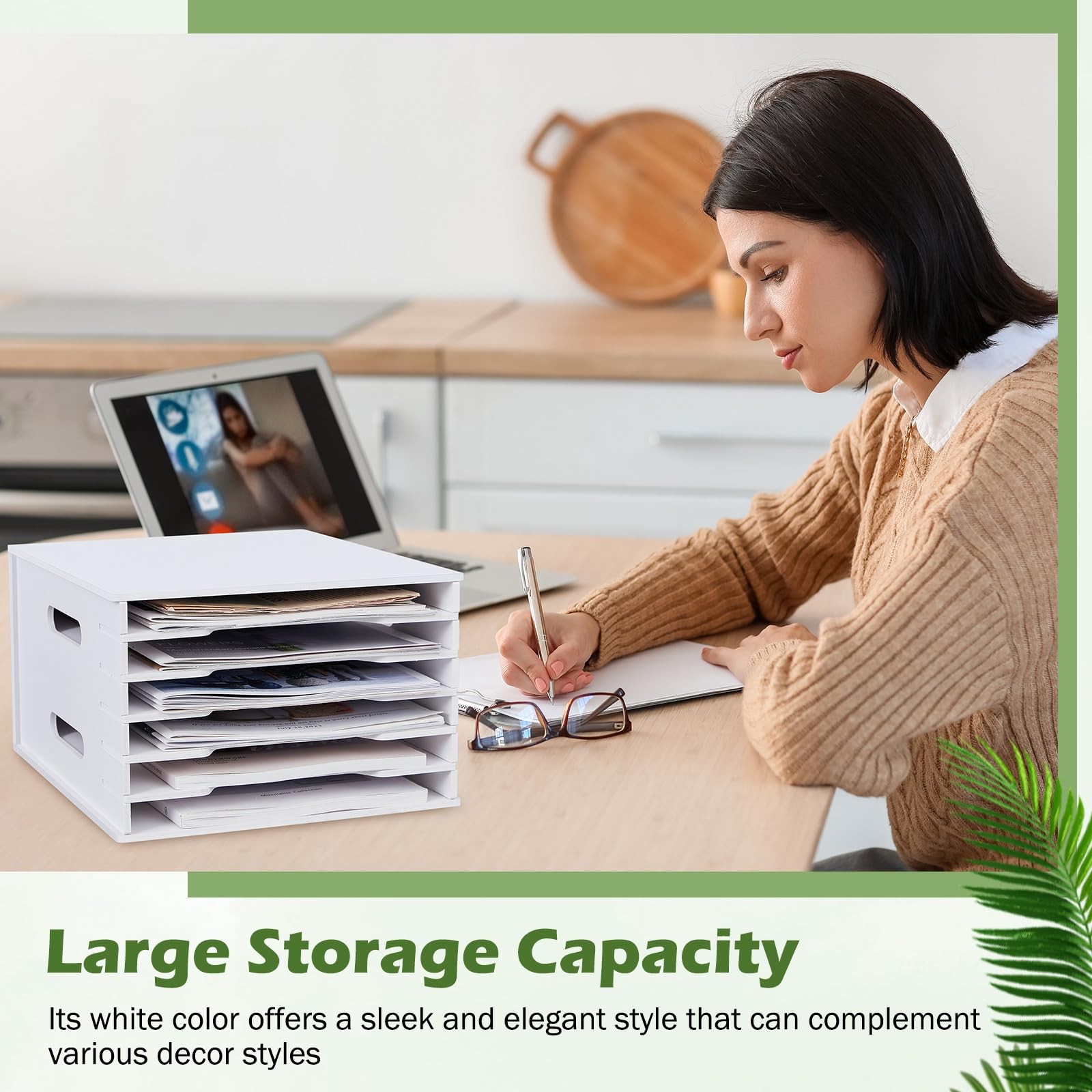 Juexica 6 Tier 8.5" x 11" Scrapbook Paper Organizer, White Cardstock File Organi