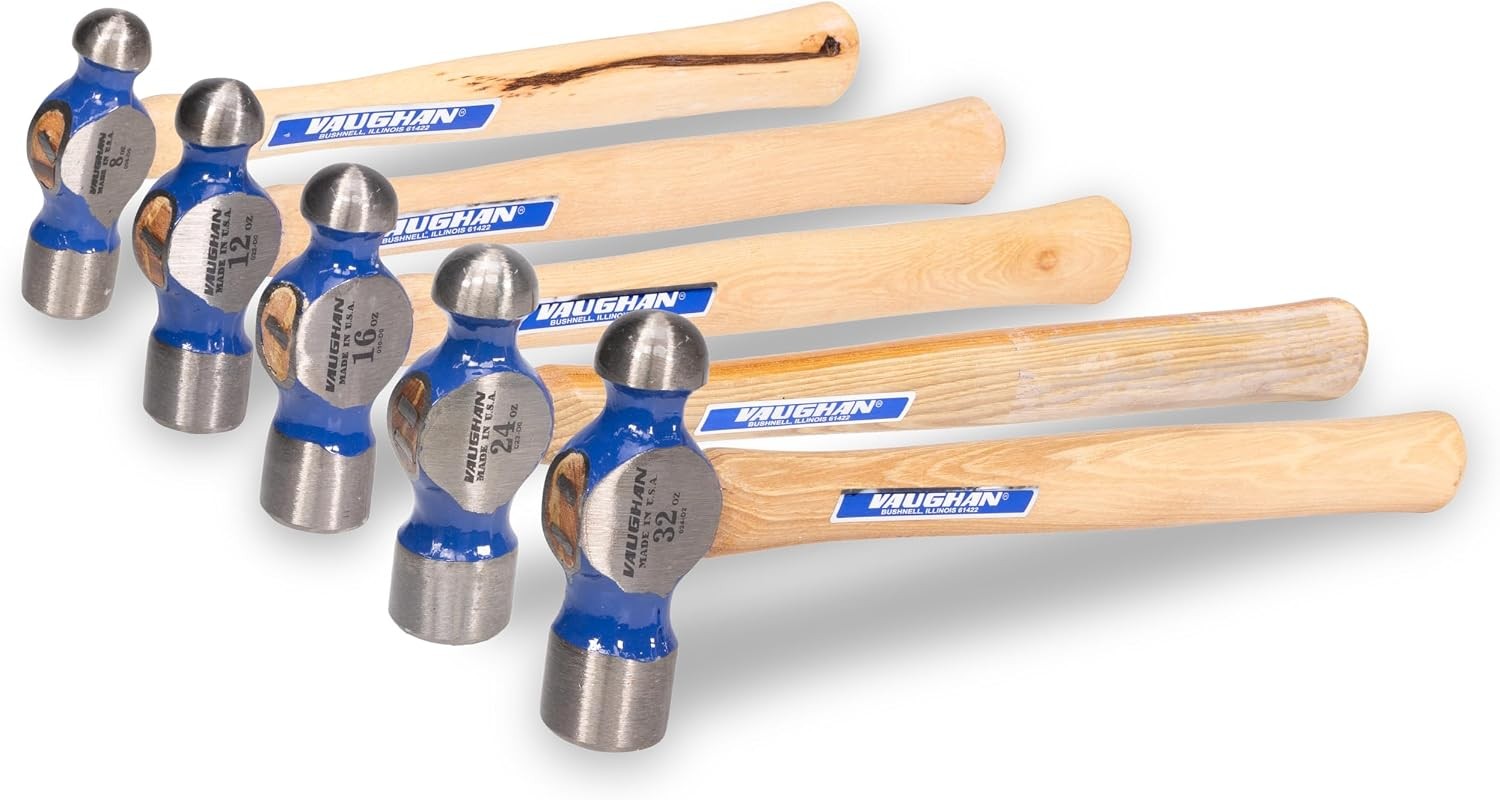 VAUGHAN Ball Pein, 5 Piece Hickory, Ball Peen Hammer Set