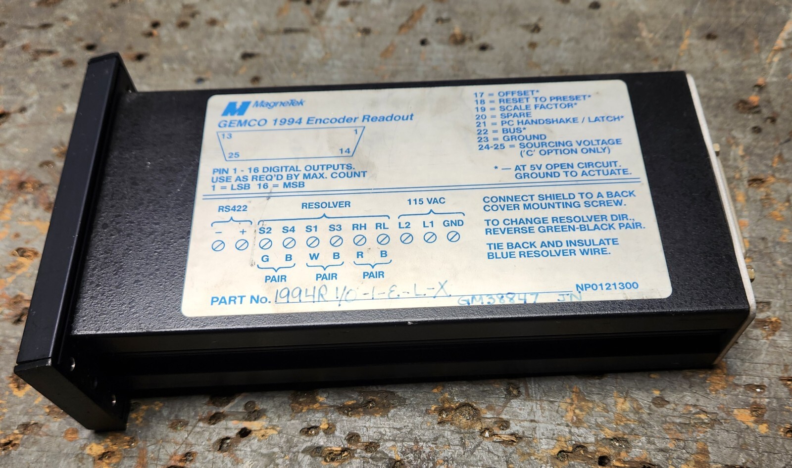 1994R1/0-1-E-L-X NP0121300 MAGNETEK / GEMCO ENCODER READER