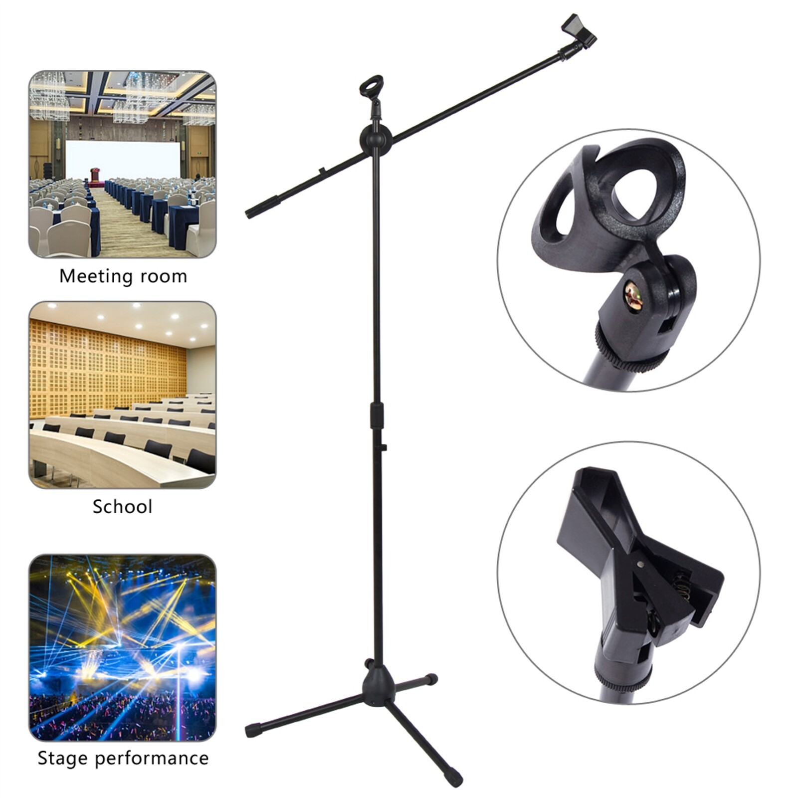 Folding Type Tripod Boom Microphone Mic Stand Mount Holder Adjustable Legs USA